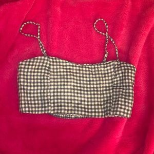 blue and white plaid brandy top